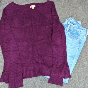 LOFT purple knit sweater